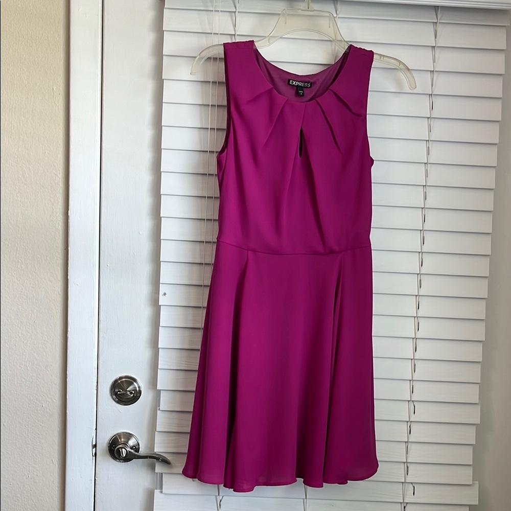 Express Pink Peplum Mini Dress Sleeveless Crew Neck-Size 2